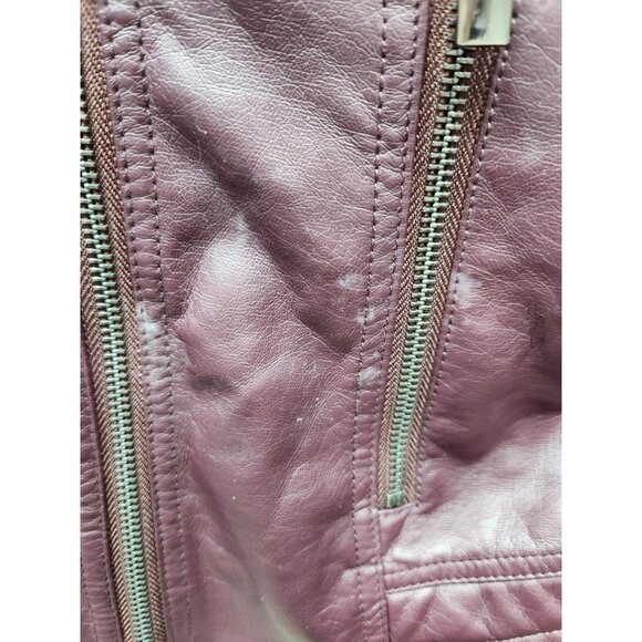 NY & C Womens Faux Leather Moto Jacket Small Size Plum - Picture 7 of 8
